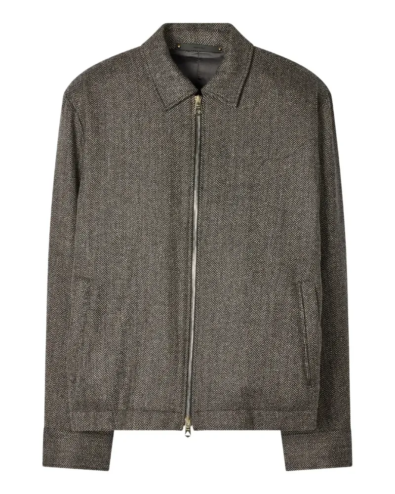 Paul Smith Jacke aus Woll-Kaschmirgemisch mit Fischgrätenmuster - Grau Grau