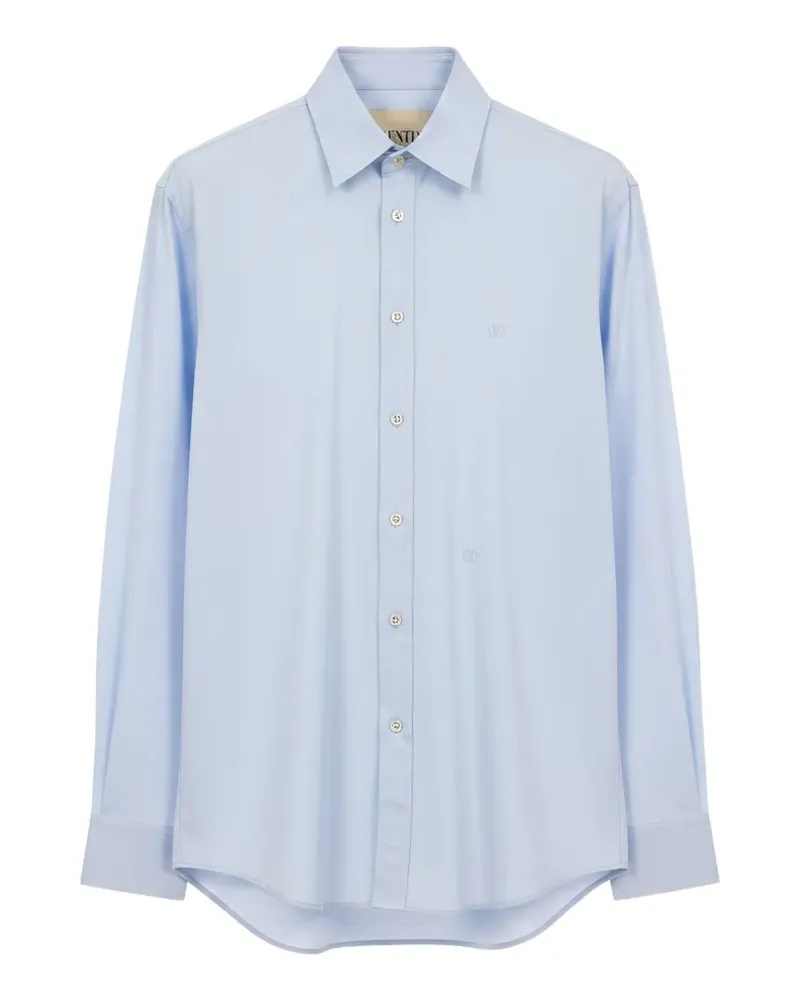 Valentino Garavani embroidered-logo long-sleeve shirt - Blau Blau