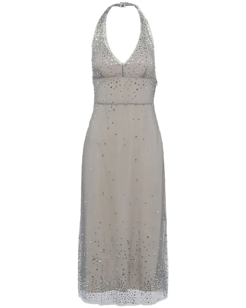 Prada Tüllkleid mit Stickerei - Grau Grau