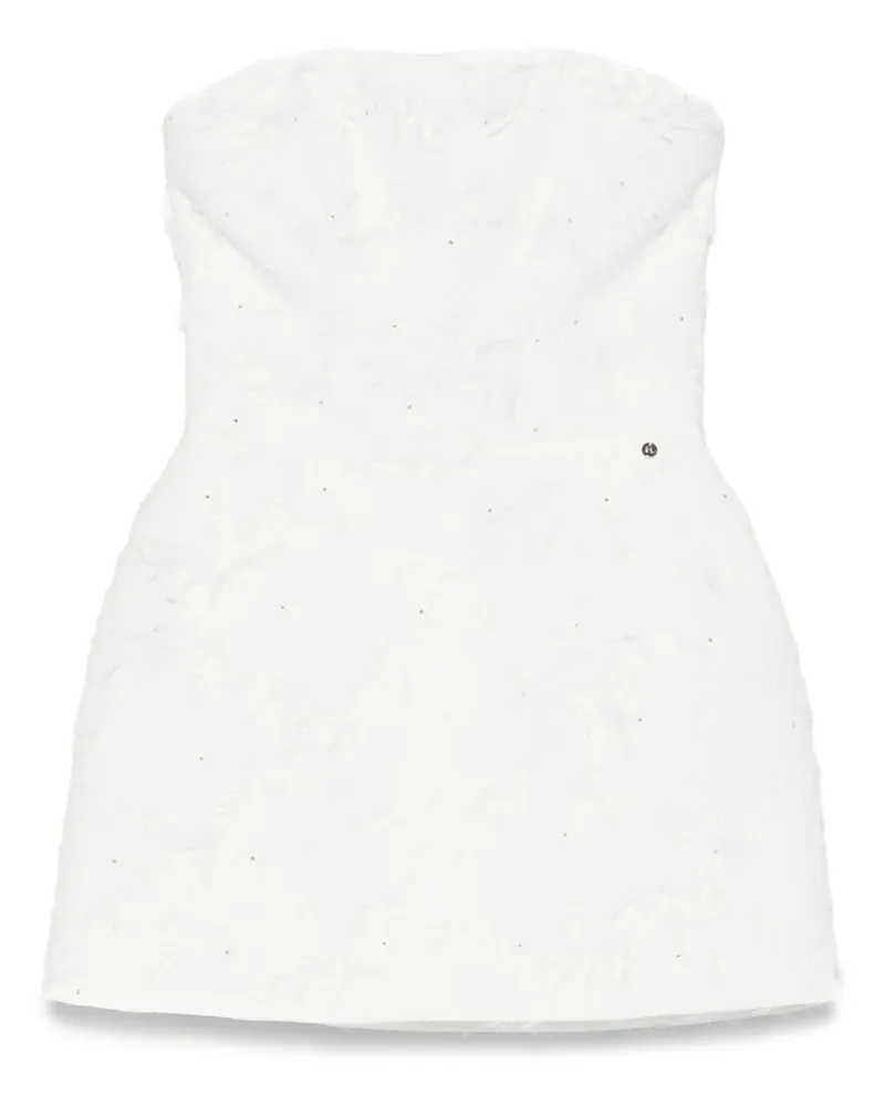 NISSA Verziertes Jacquard-Minikleid - Weiß Weiß