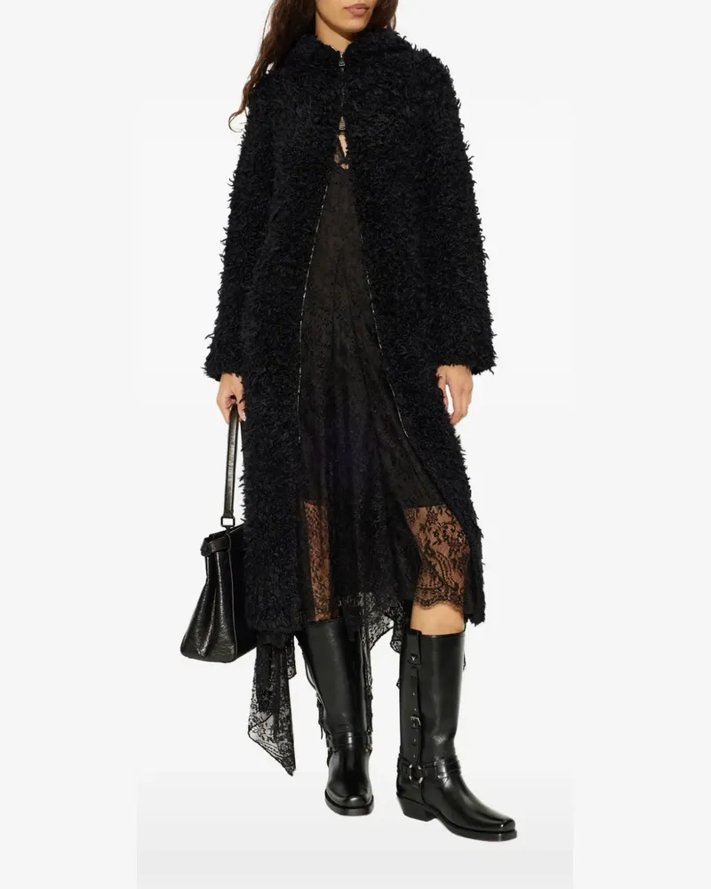 Fendi hooded bouclé-knit coat - Schwarz Schwarz