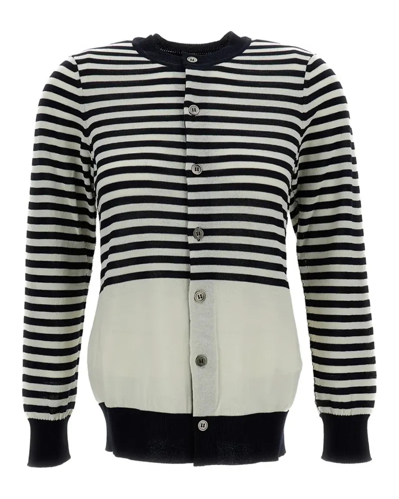 Junya Watanabe striped crew-neck cardigan - Weiß Weiß