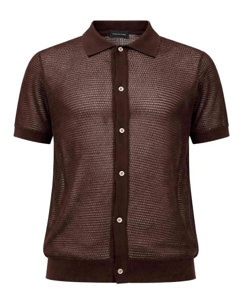 Tagliatore Geripptes Hemd aus Pointelle-Strick - Braun Braun