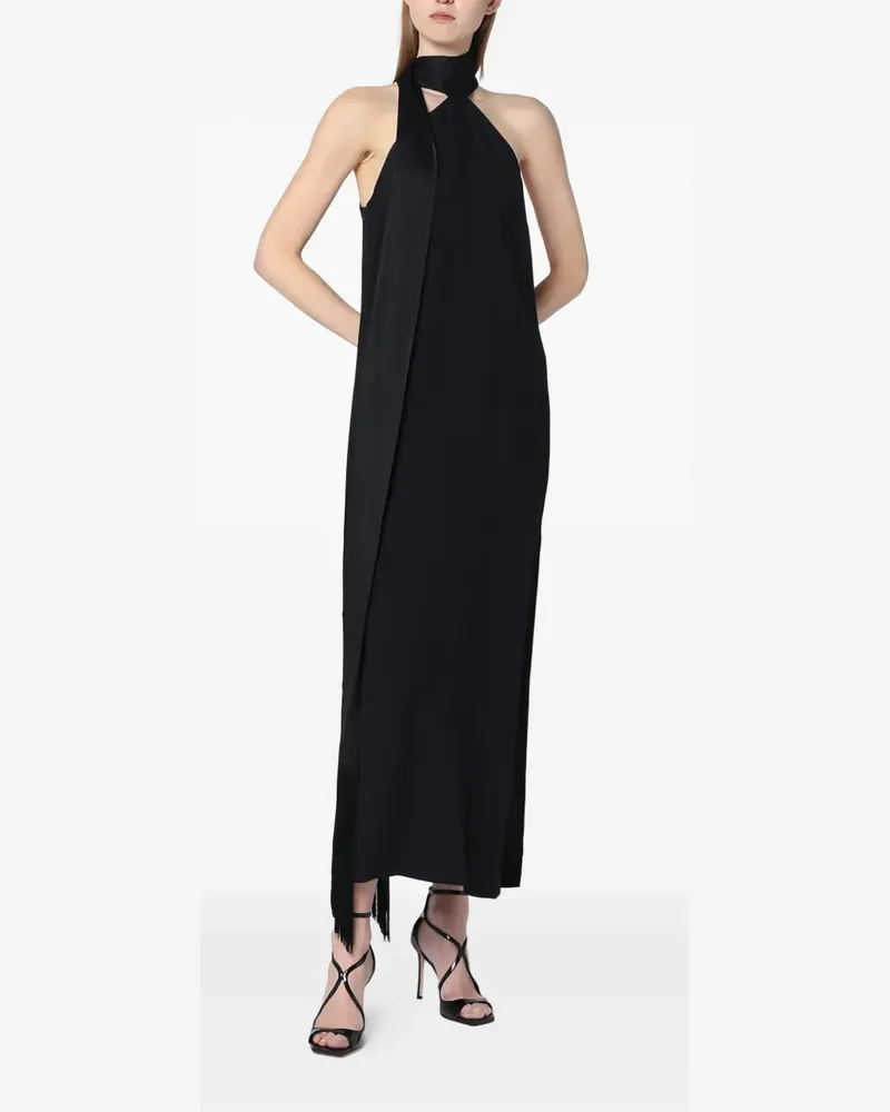 Taller Marmo Neckholder-Kleid mit Fransen - Schwarz Schwarz