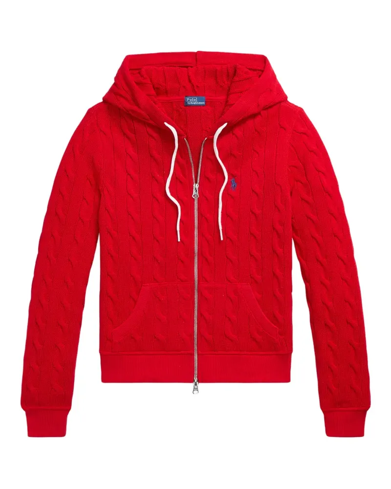 Ralph Lauren Kapuzenjacke mit Zopfmuster - Rot Rot