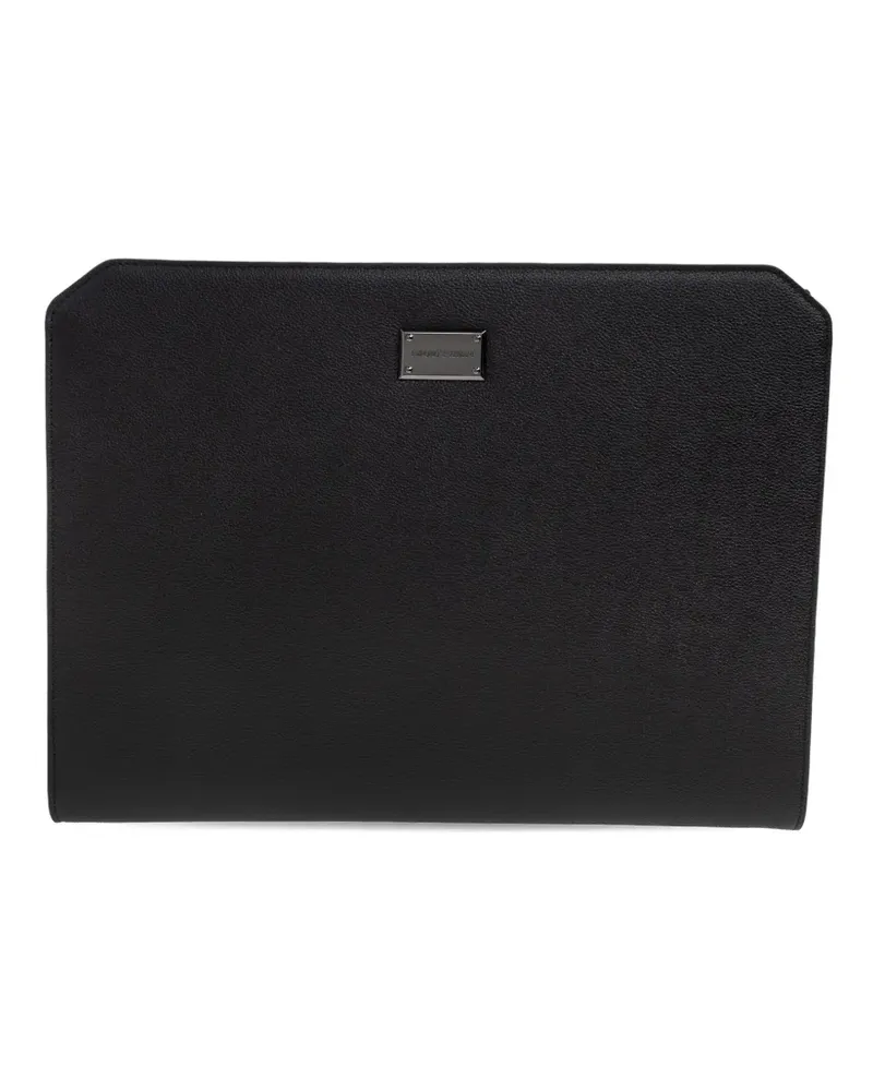 Emporio Armani logo-plaque leather clutch bag - Schwarz Schwarz