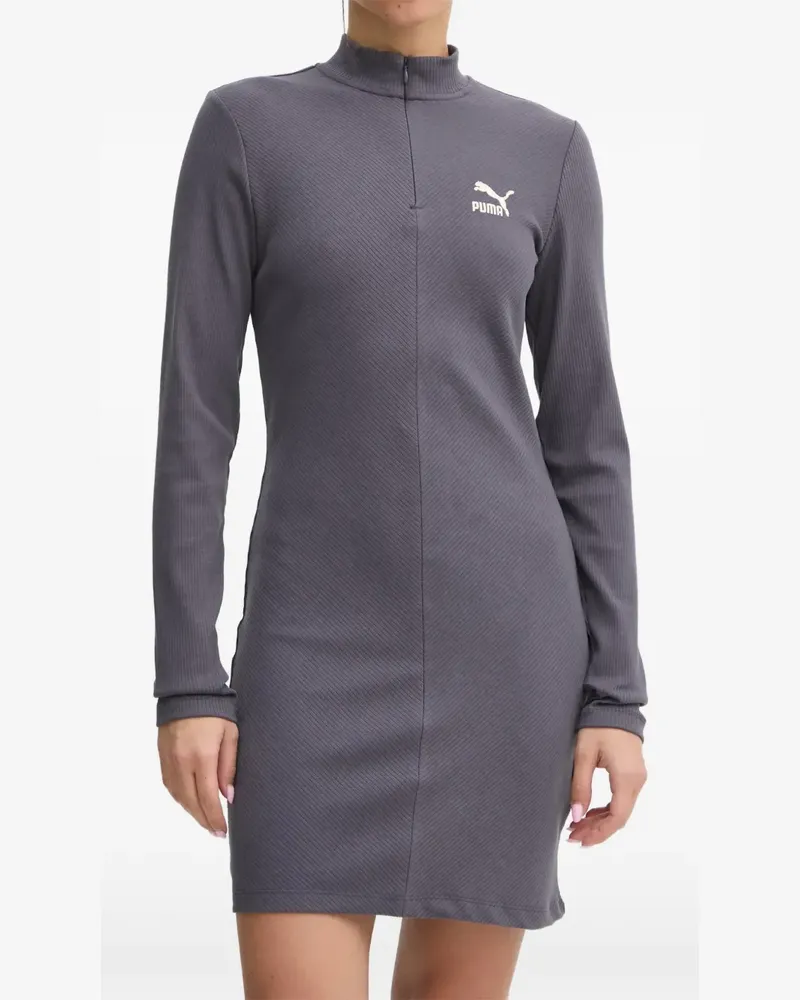 Puma ribbed-knit long-sleeve mini dress - Grau Grau