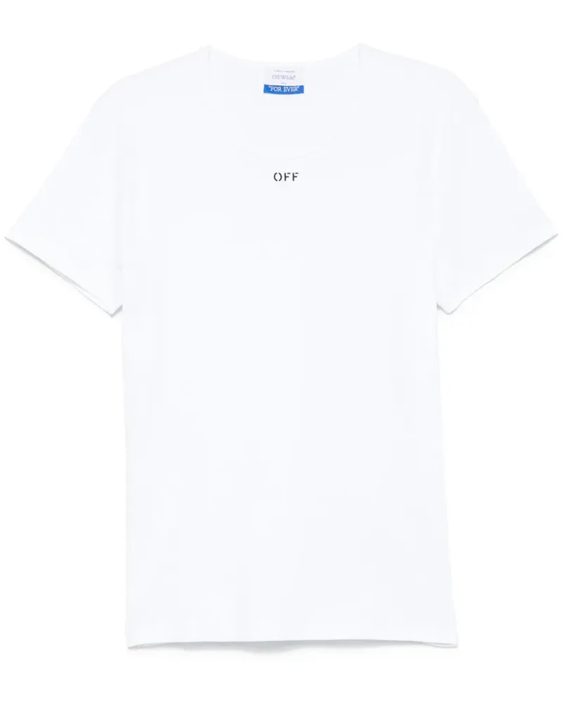 OFF-WHITE Geripptes T-Shirt mit Off-Stamp-Print - 110 WHITE - BLACK 110