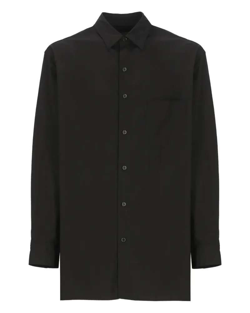 Yohji Yamamoto Langärmeliges Hemd mit Brusttasche - Schwarz Schwarz