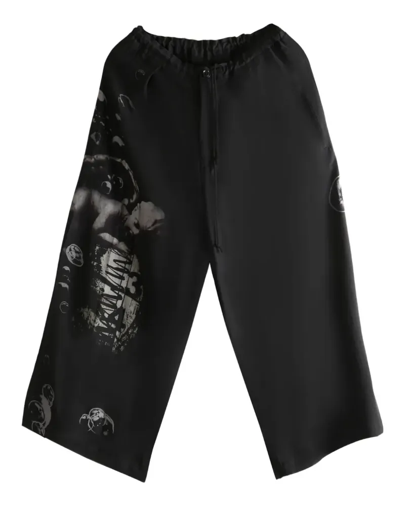 Yohji Yamamoto bubble-print pleated trousers - Schwarz Schwarz