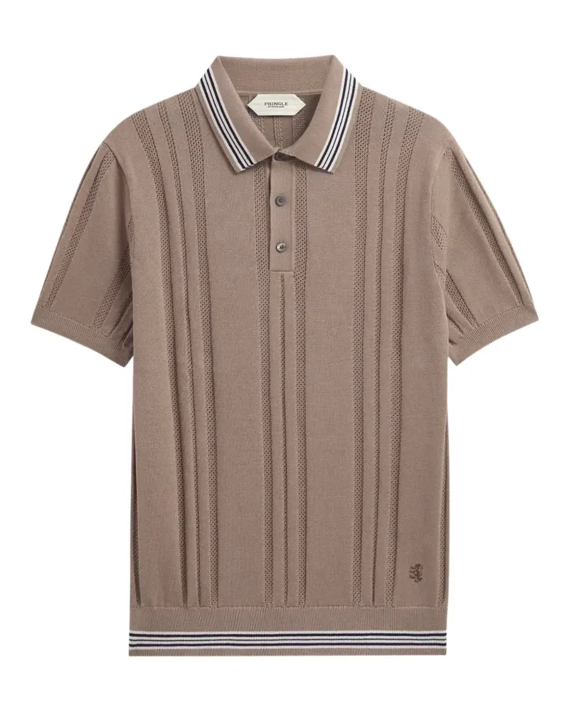 Pringle of Scotland Strukturiertes Poloshirt mit Streifenbesatz - Braun Braun