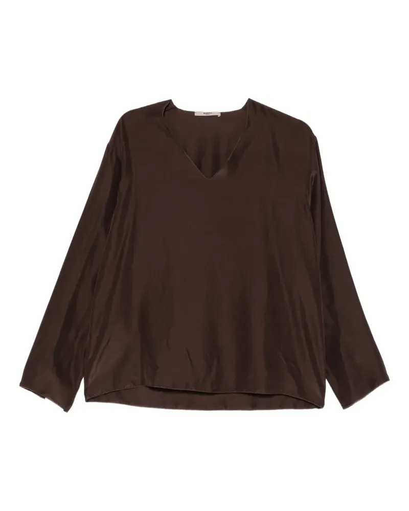 BARENA Langarmshirt mit V-Ausschnitt - Braun Braun