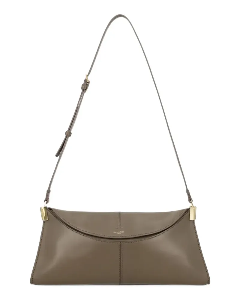 Balmain 64-83 Medium logo-print leather shoulder bag - Grün Grün