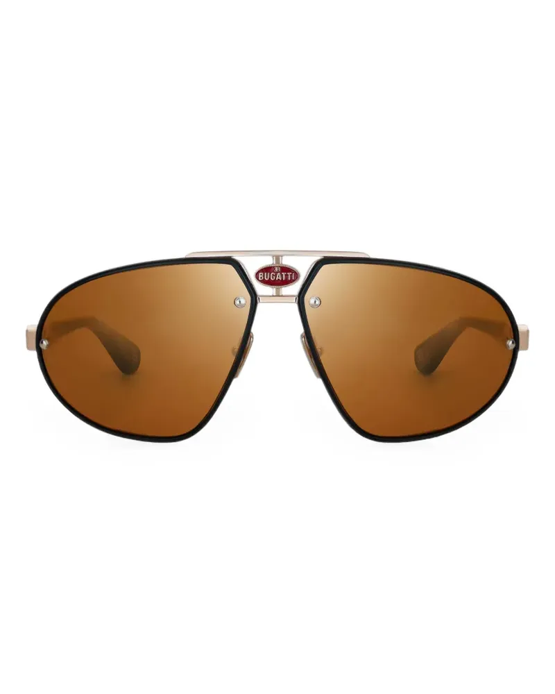 Bugatti logo-plaque pilot-frame sunglasses - Gold Gold