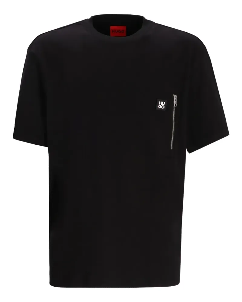 HUGO BOSS T-Shirt mit Logo-Patch - Schwarz Schwarz