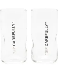 OFF-WHITE Cocktailglas-Set mit Slogan Nude