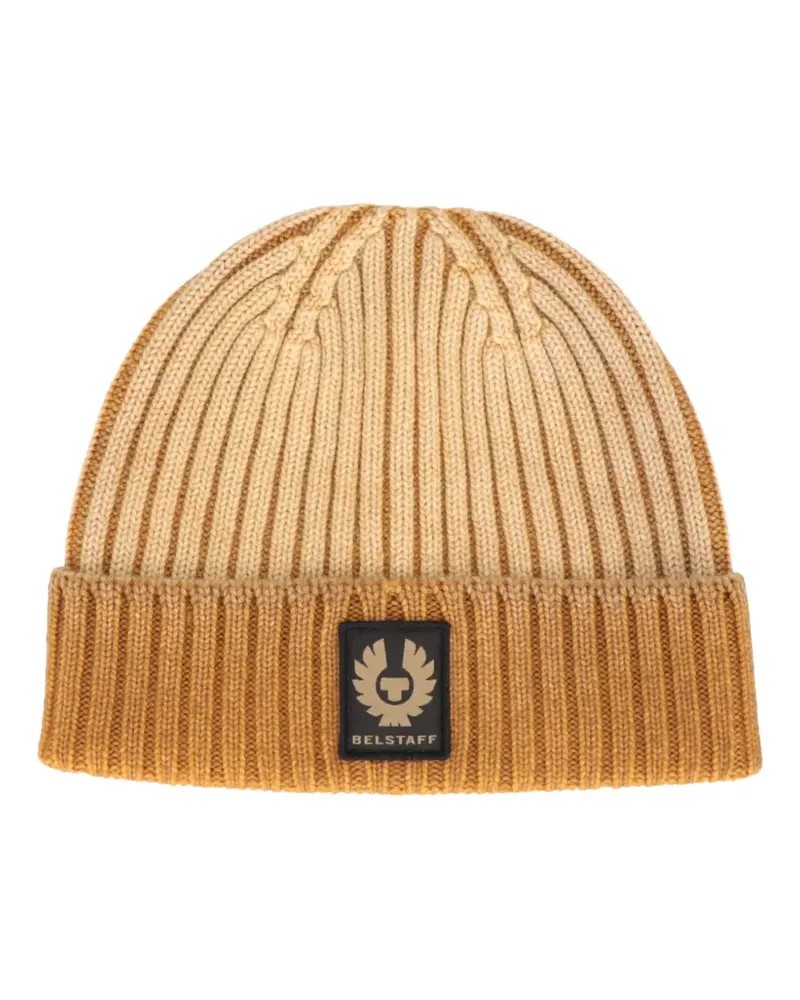 Belstaff logo-patch ribbed-knit beanie hat - Braun Braun