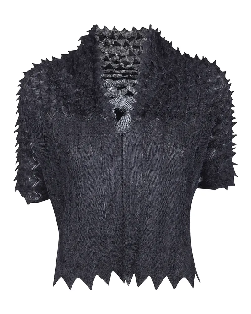 Pier Antonio Gaspari textured short-sleeves top - Schwarz Schwarz