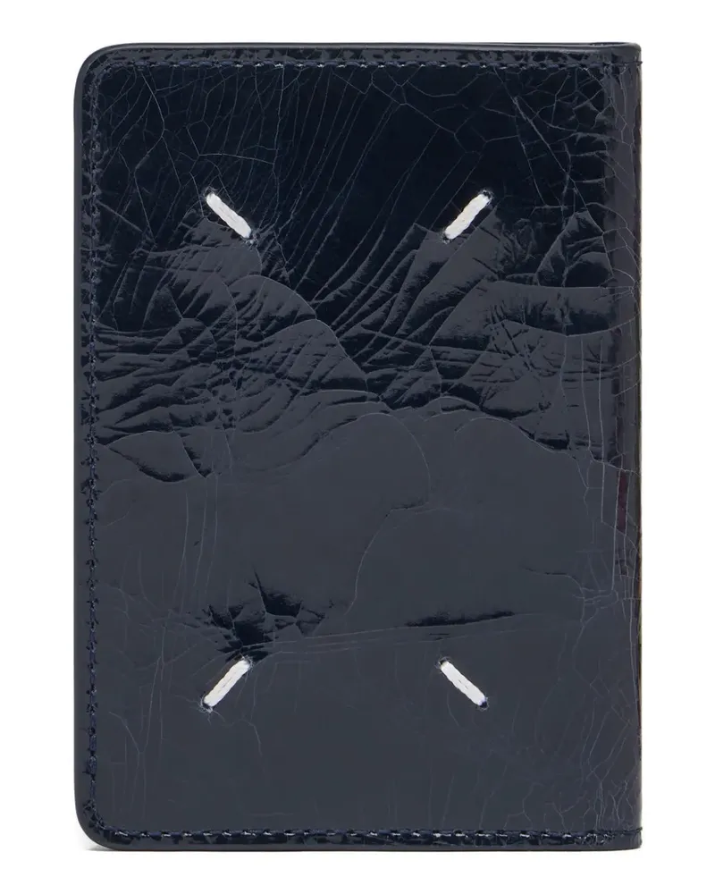 Maison Margiela Four Stitches crackled card holder - Blau Blau