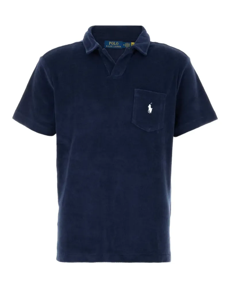 Ralph Lauren Frottee-T-Shirt mit V-Ausschnitt - Blau Blau