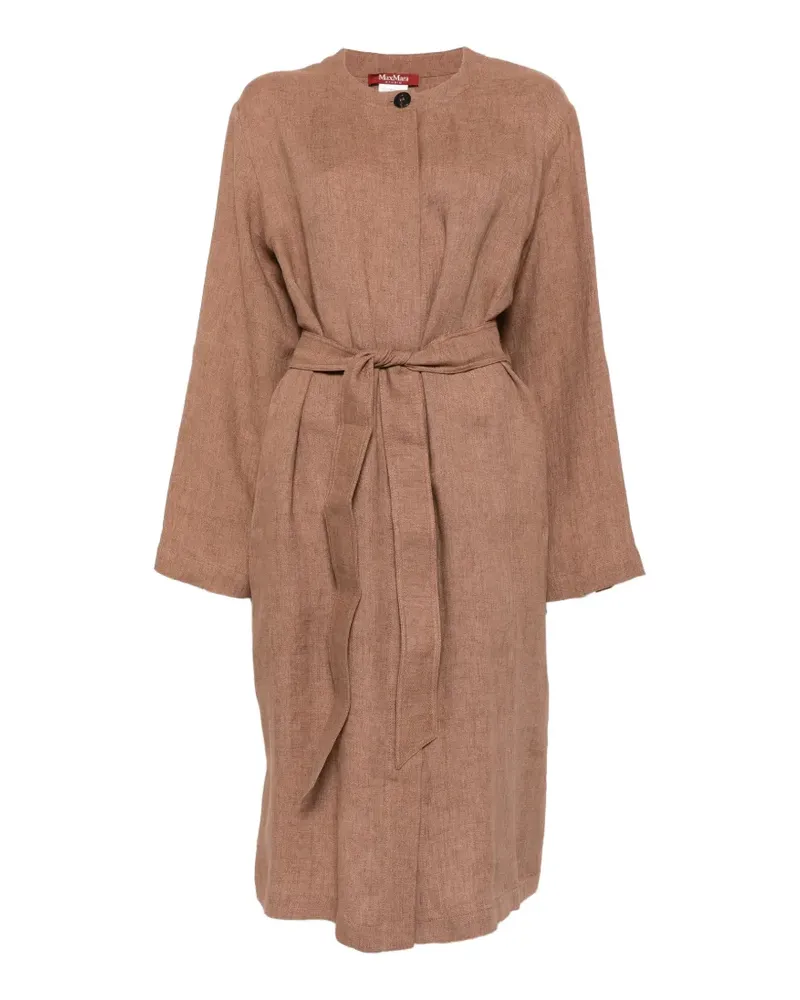 Max Mara Lembo belted long-sleeve midi dress - Braun Braun