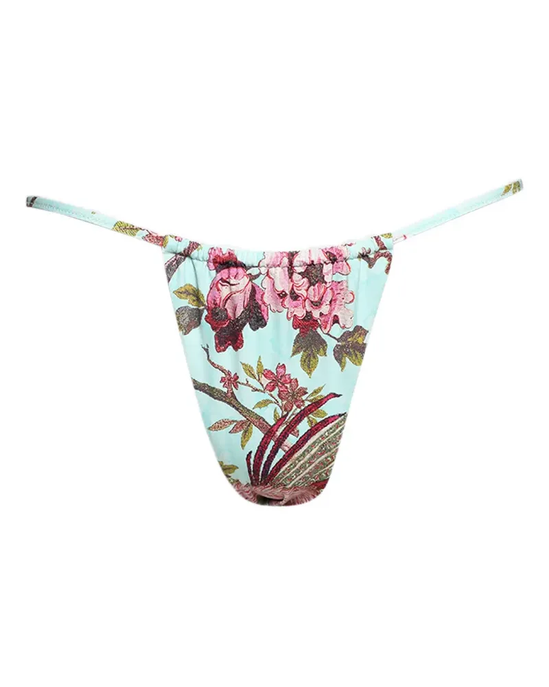 SKIMS x Roberto Cavalli floral string bikini bottoms - Blau Blau