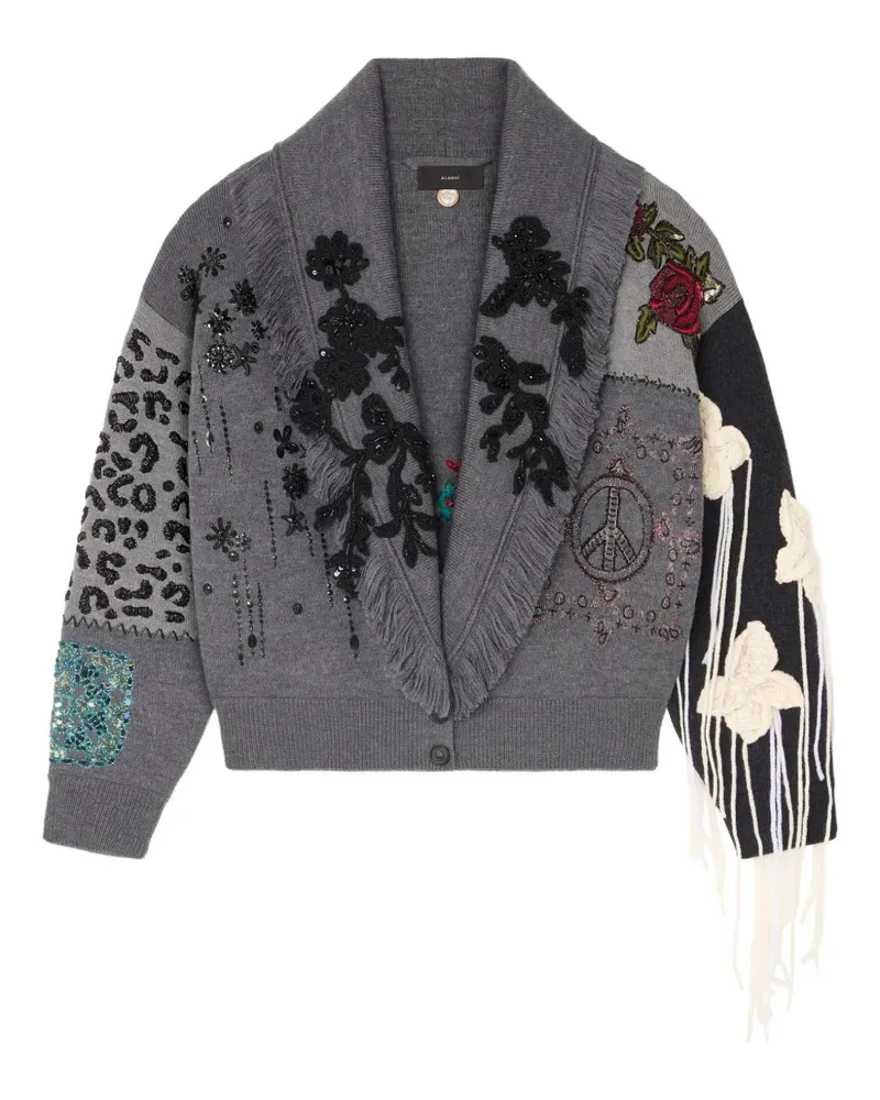 Alanui Verzierter Midnight in Manhattan Cardigan mit Fransen - Grau Grau