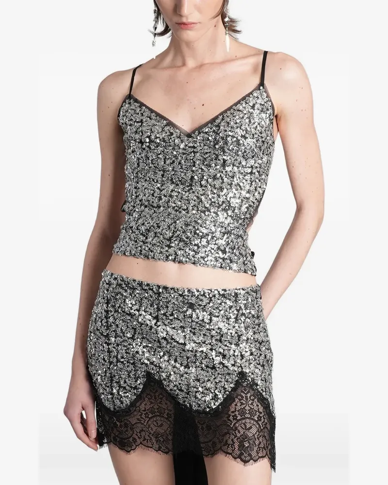 SIEDRES sequin-embellished backless top - Silber Silber