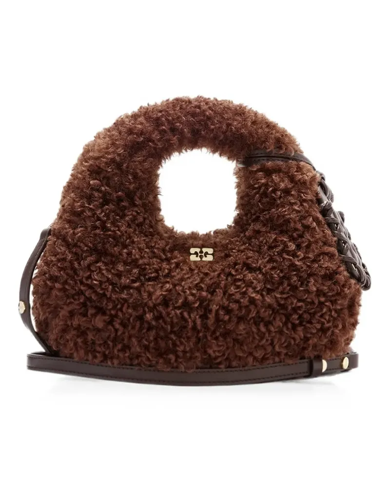 Ganni Mini Tasche aus alternativem Curl-Fell - Braun Braun