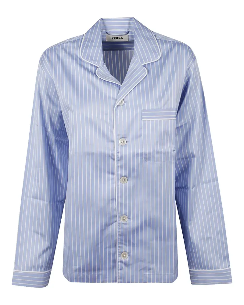 TEKLA Gestreiftes Pyjama-Oberteil - Blau Blau