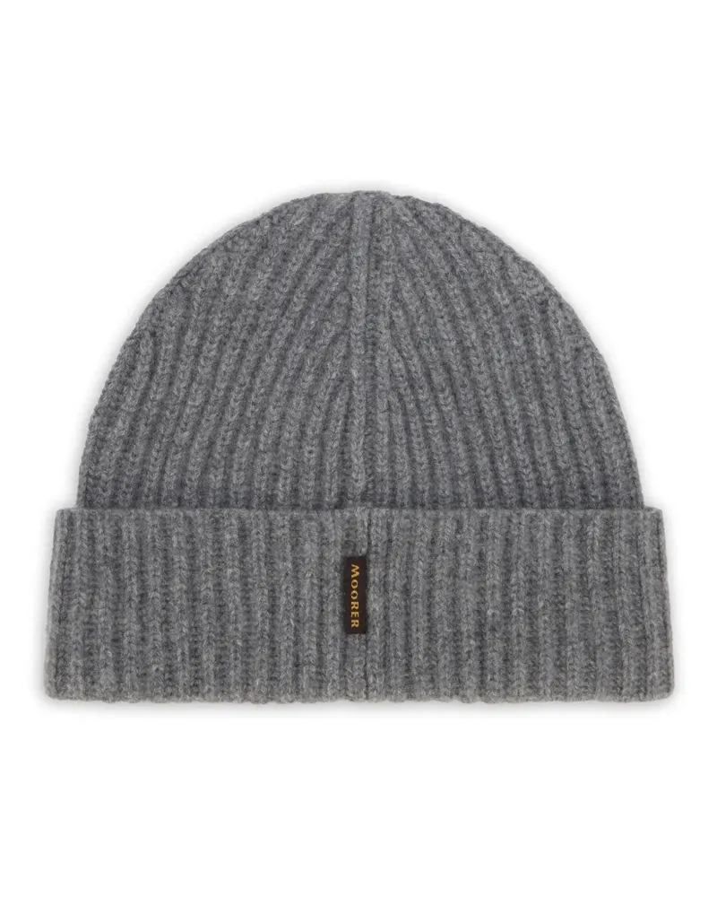 MOORER Gerippte Davis Beanie - Grau Grau