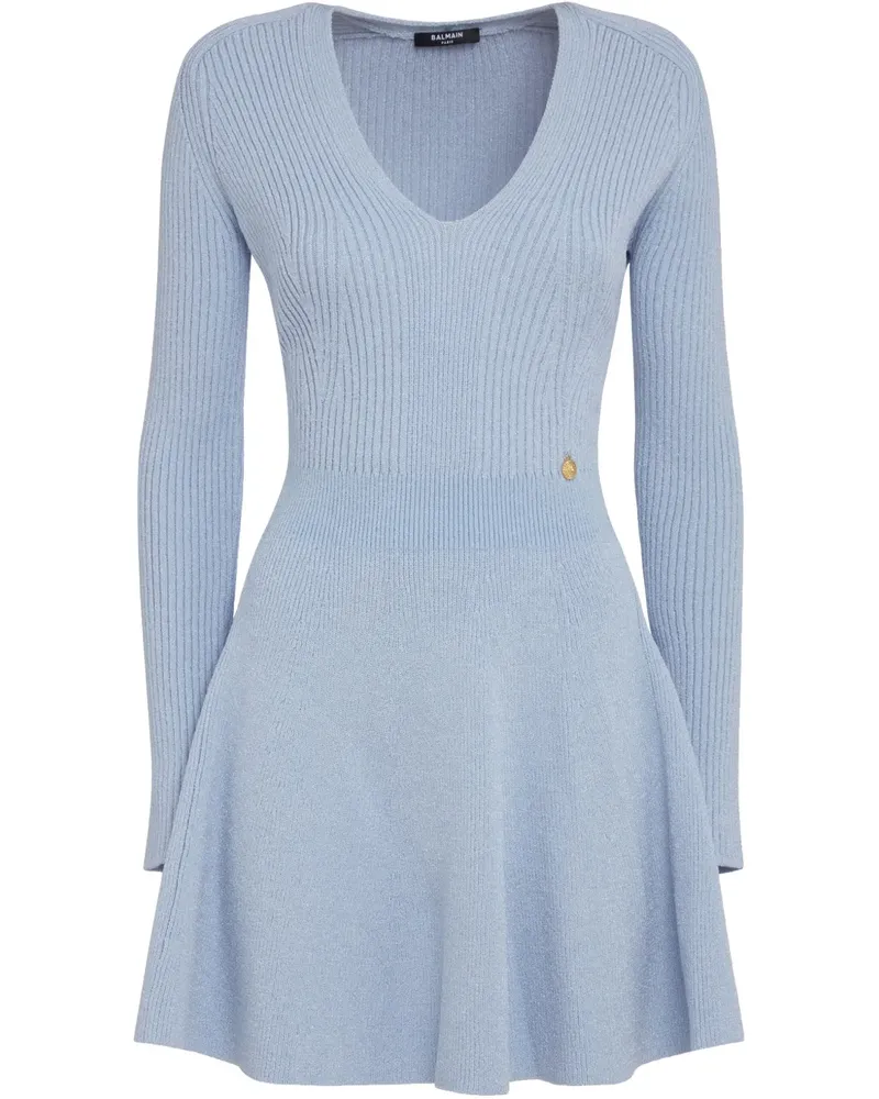 Balmain Minikleid mit Logo-Anhänger - Blau Blau