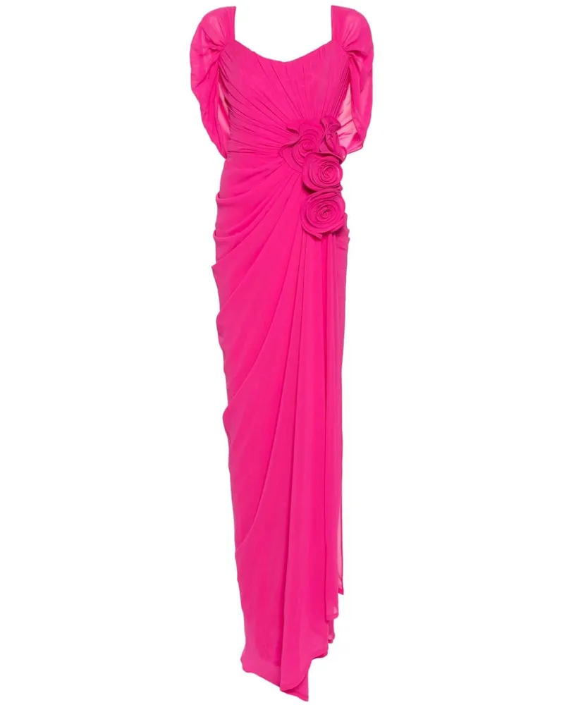 Ana Radu Maxikleid mit Blumenapplikation - Rosa Rosa