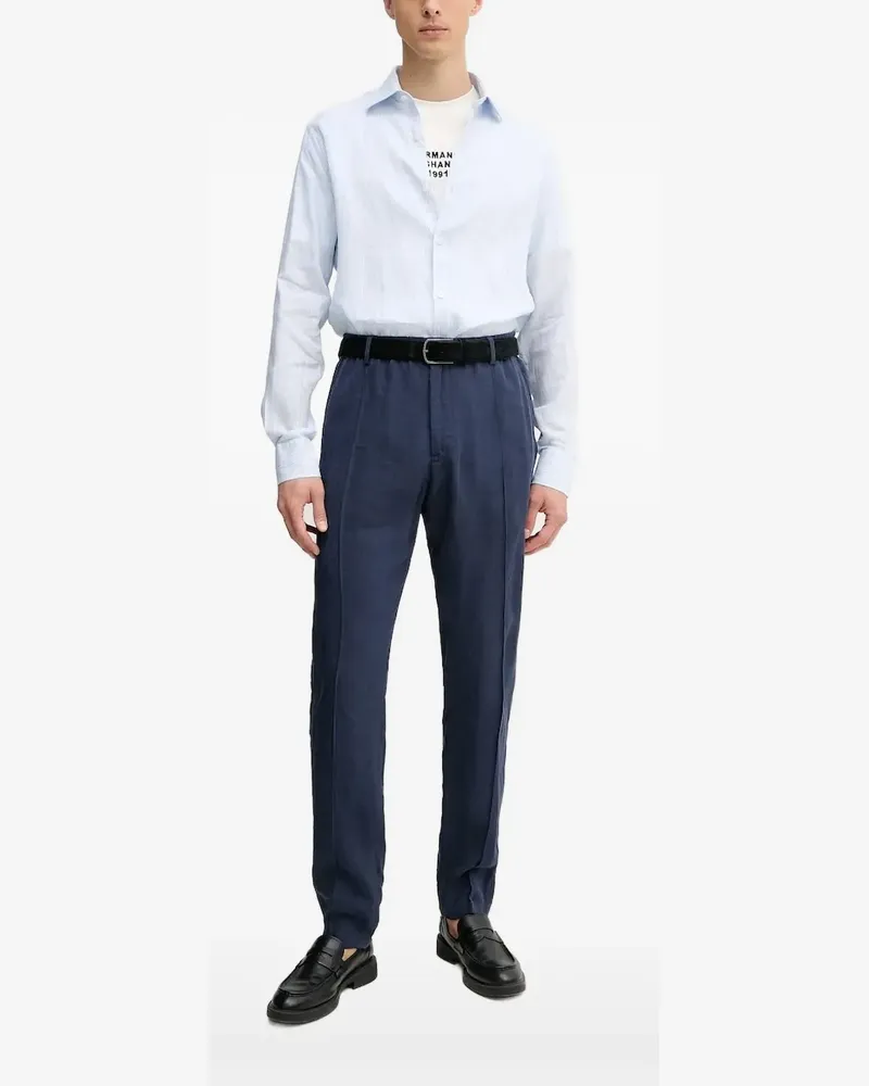 Paul & Shark Gestreiftes Hemd aus Leinen - Blau Blau