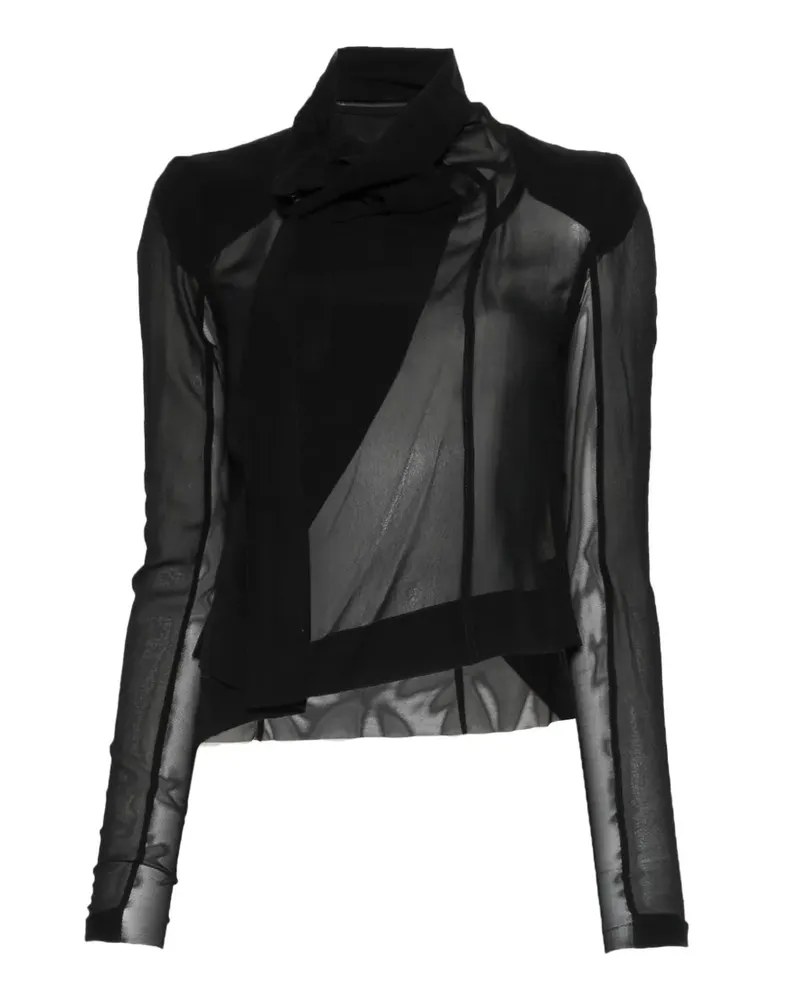Rick Owens Classic Biker asymmetric-collared jacket - Schwarz Schwarz