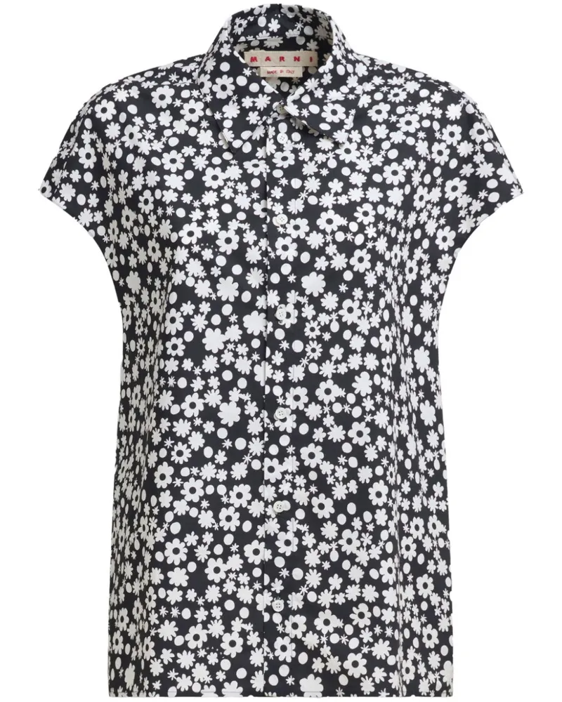 Marni Hemd mit Blumen-Print - Schwarz Schwarz