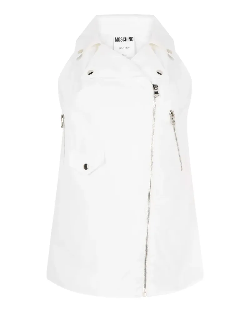 Moschino biker-style sleeveless jacket - Weiß Weiß