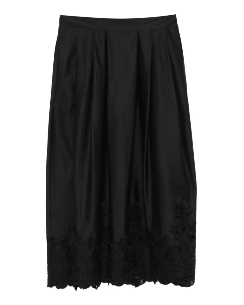 Ermanno Scervino Midirock mit Blumenstickerei - Schwarz Schwarz