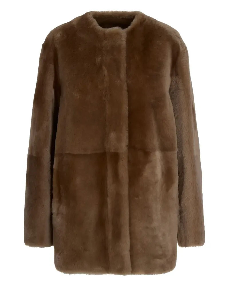 Max Mara Shearling-Mantel mit Einsätzen - Braun Braun