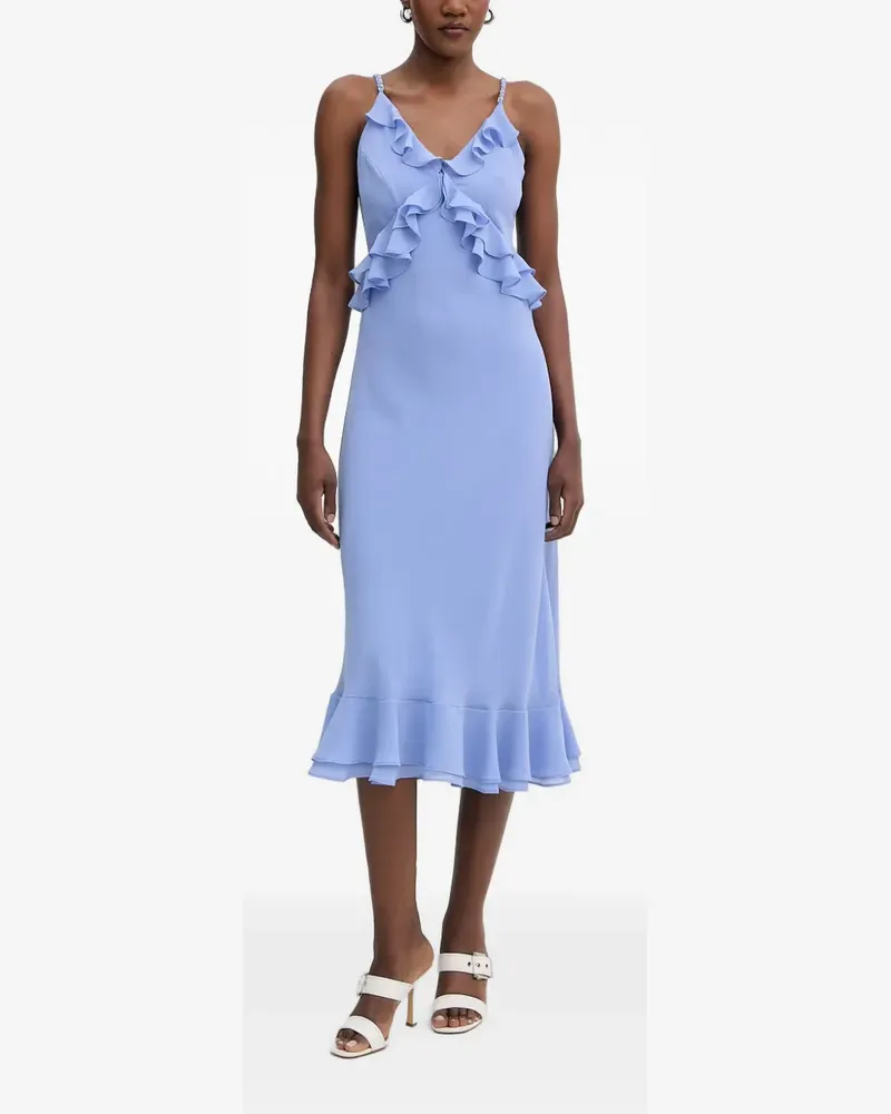Morgan Gerüschtes Midikleid mit Kettenriemen - Blau Blau