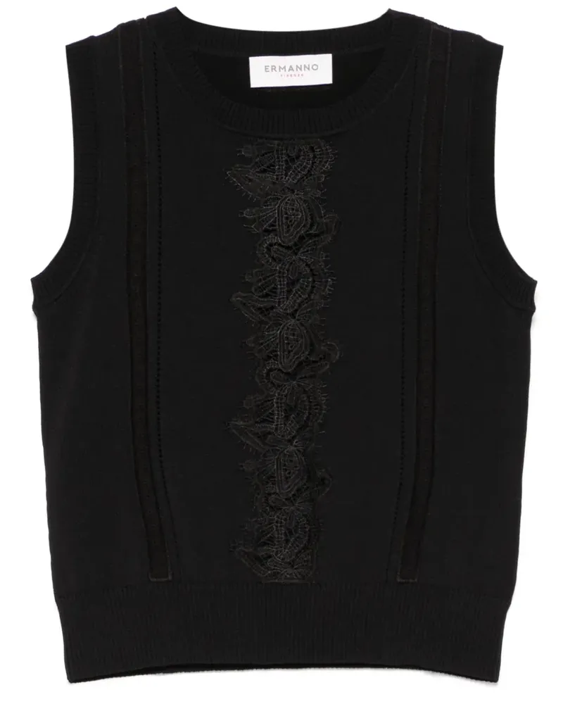 Ermanno Scervino Oberteil mit Spitze - Schwarz Schwarz