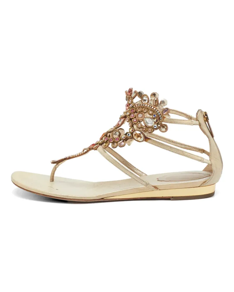 René Caovilla crystal-embellished T-strap sandals - Braun Braun