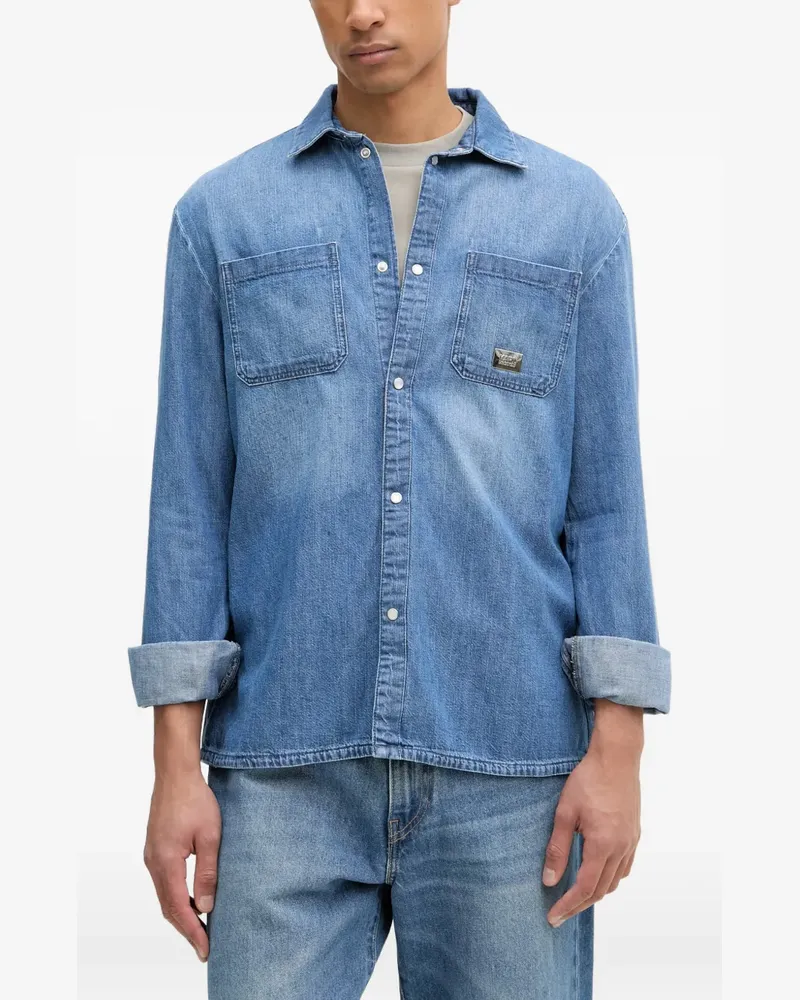 Karl Lagerfeld logo-plaque denim shirt - Blau Blau