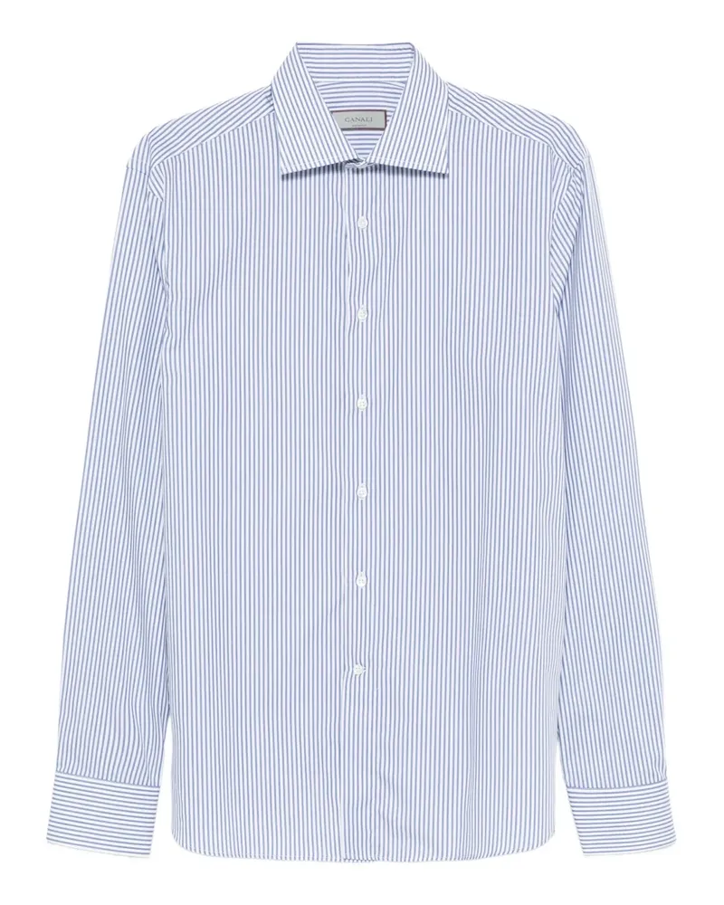 Canali Gestreiftes Hemd - Weiß Weiß