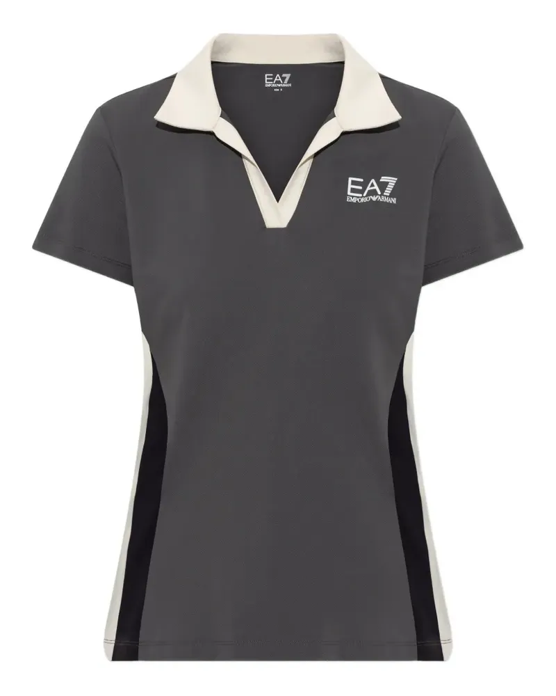 EA7 Poloshirt in Colour-Block-Optik mit Logo - Grau Grau