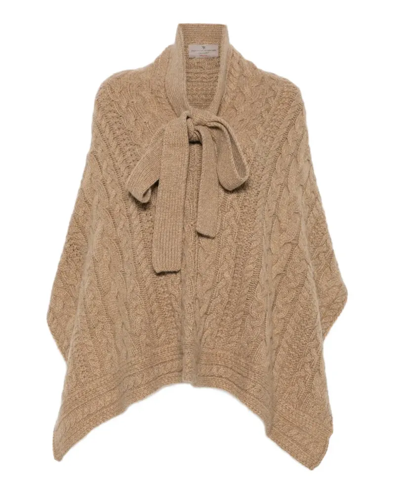 Ermanno Scervino Poncho mit Zopfmuster und Schleifenverschluss - Nude Nude