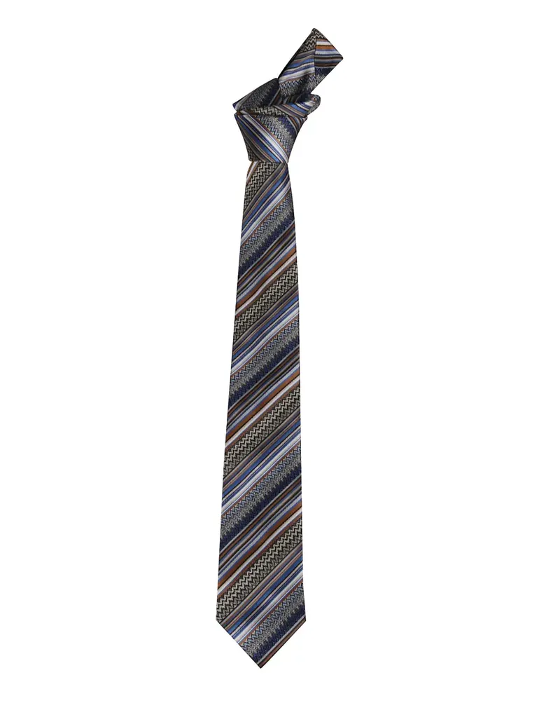 Missoni striped chevron tie - Blau Blau
