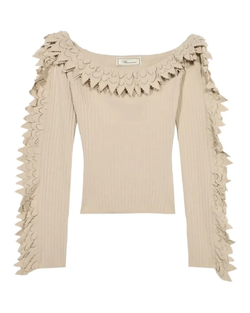 Blumarine Gerippter Pullover mit Rüschen - Nude Nude