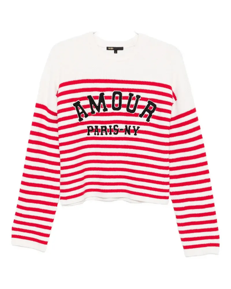 Maje Pullover mit Streifenstickerei - Nude Nude