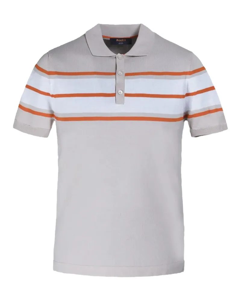 MOORER Gestreiftes Poloshirt - Nude Nude